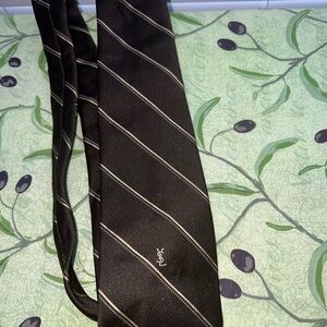 Yves Saint Laurent Chocolate Brown Tie with Stripes